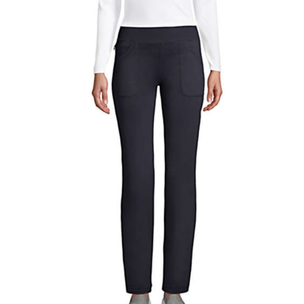New lands end active 5 pocket pants, black, regular length